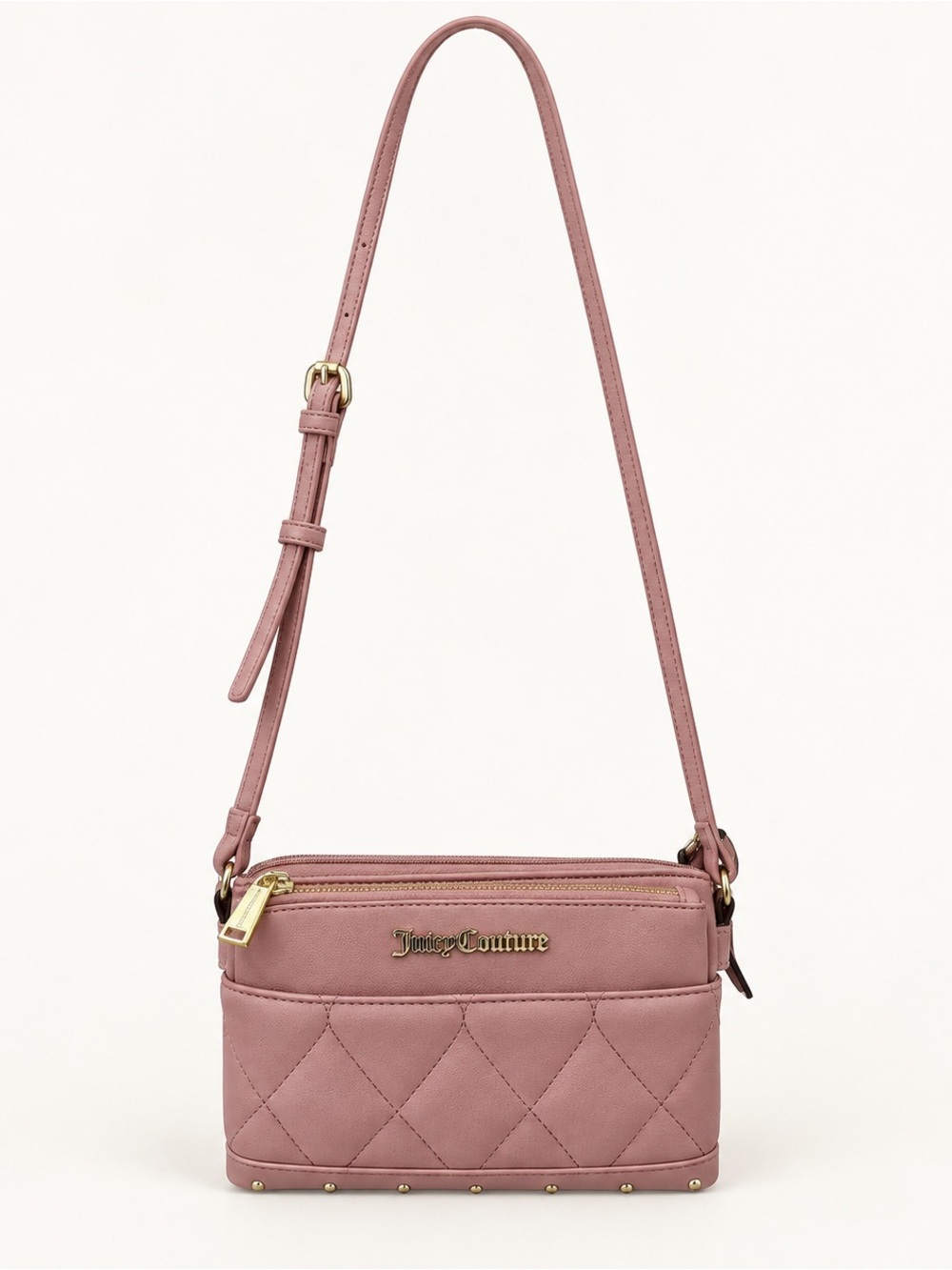 Juicy Couture Pink Quilted Crossbody Bag Gold Logo Y2K Mini Purse + Pouch